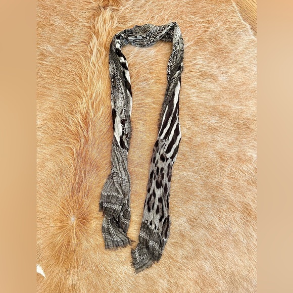 NWOT Roberto Cavalli Brown mixed animal prints scarf/head scarf - Picture 5 of 13